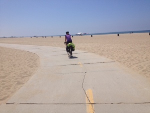 Cycle path through the sand on the way to LA